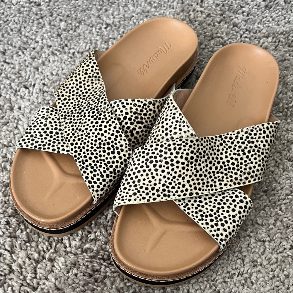 Madewell Dayna Lugsole Slide Sandals with Spotted Fur
